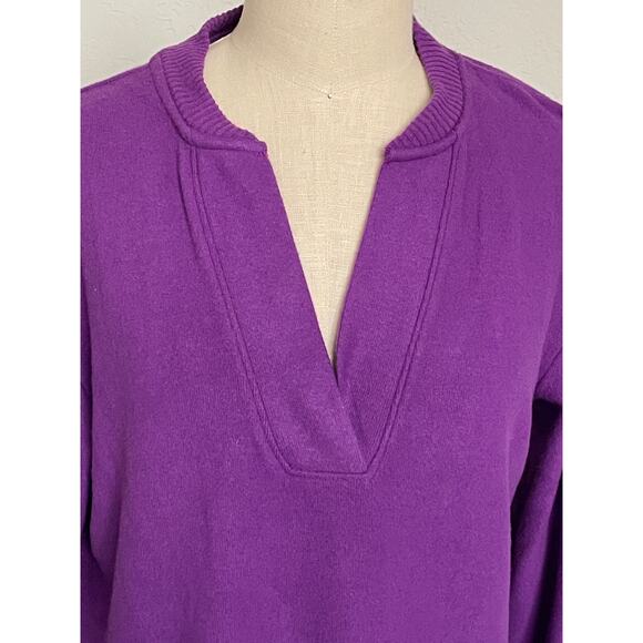 LOFT Jersey Split Neck Top Winter Plum - Picture 4 of 6